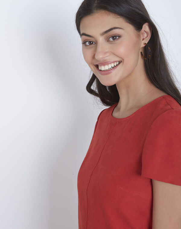 Linette red suede dress geranium.