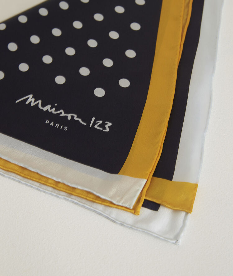 Ornella printed silk square  navy blue.