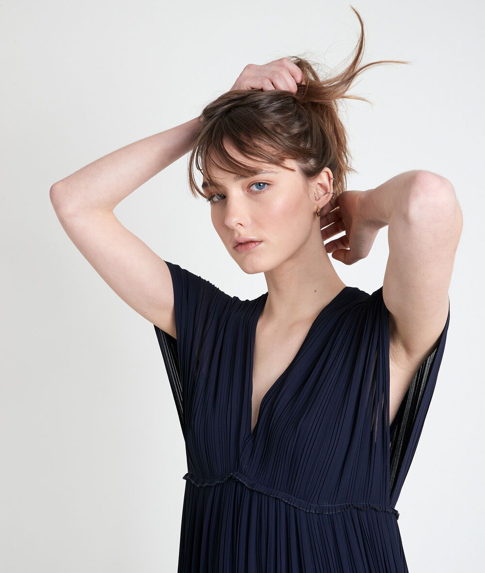 Marion pleated maxi dress marine.