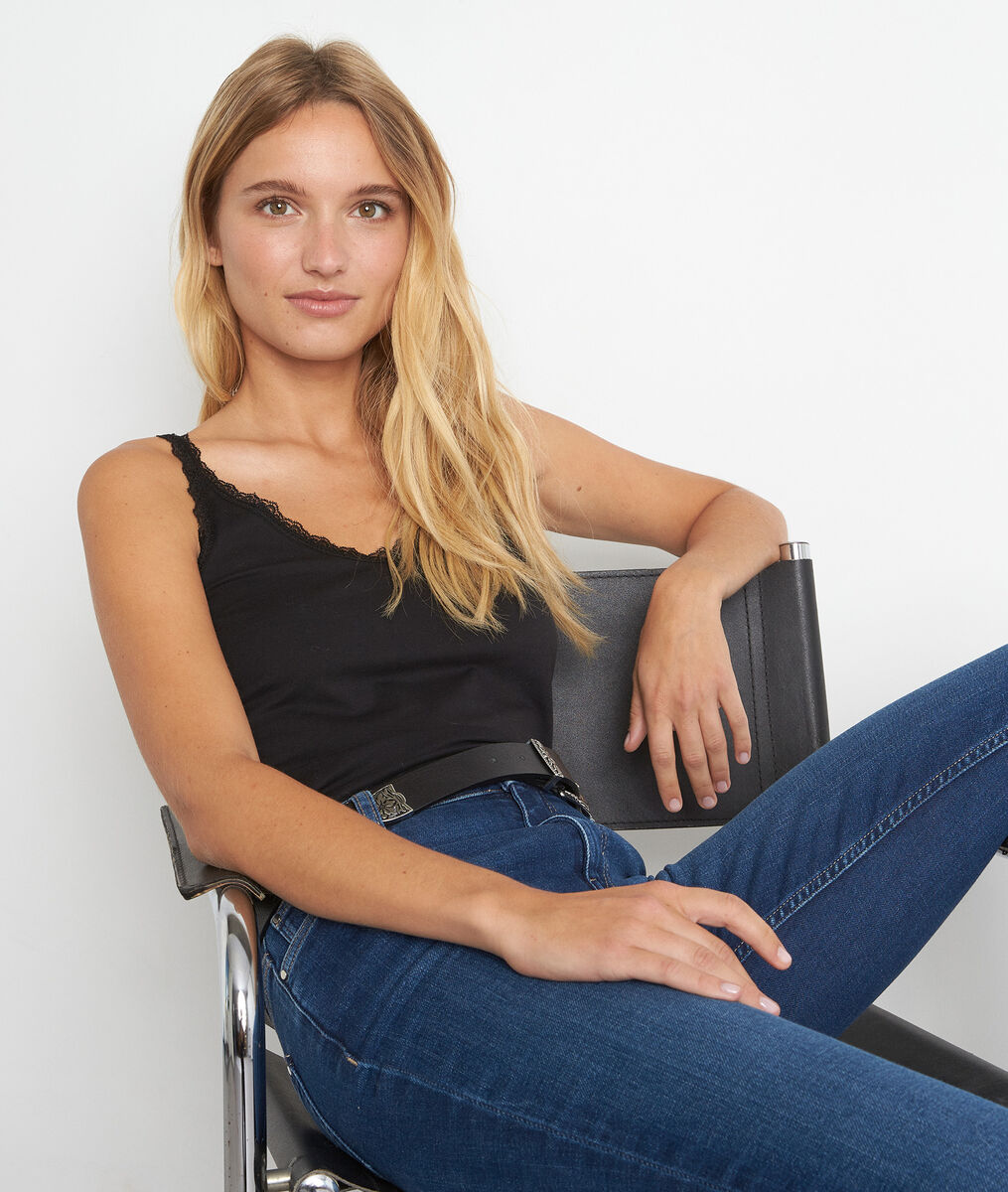 Rosa black cotton tank top | 1-2-3 Rosa black cotton tank top PhotoZ | 1-2-3