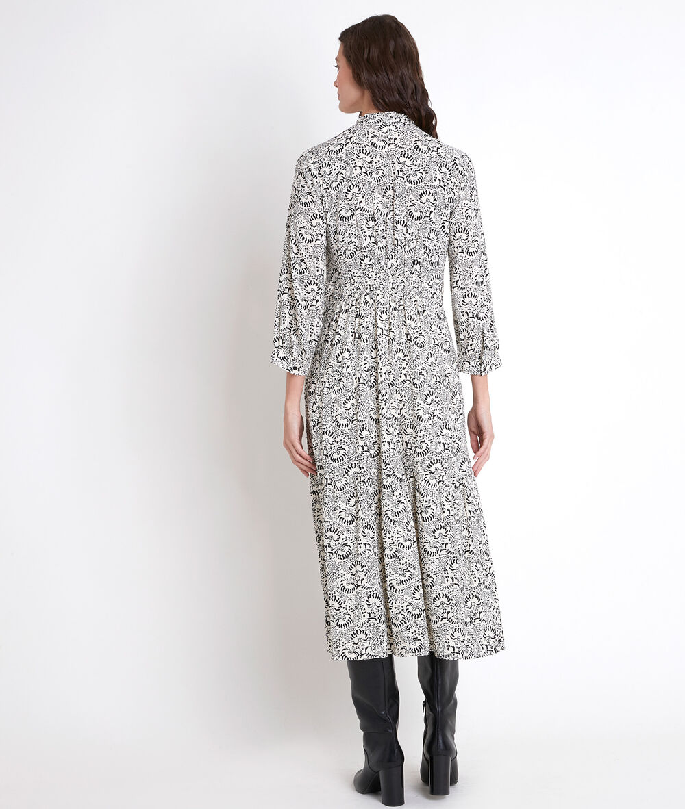 Carola ecru printed maxi dress ecru.