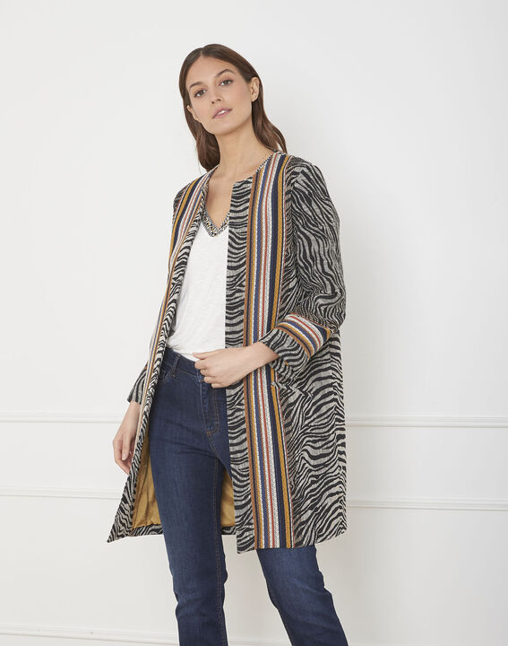 Falco ethnic print jacquard coat | 1-2-3 Falco ethnic print jacquard coat PhotoZ | 1-2-3