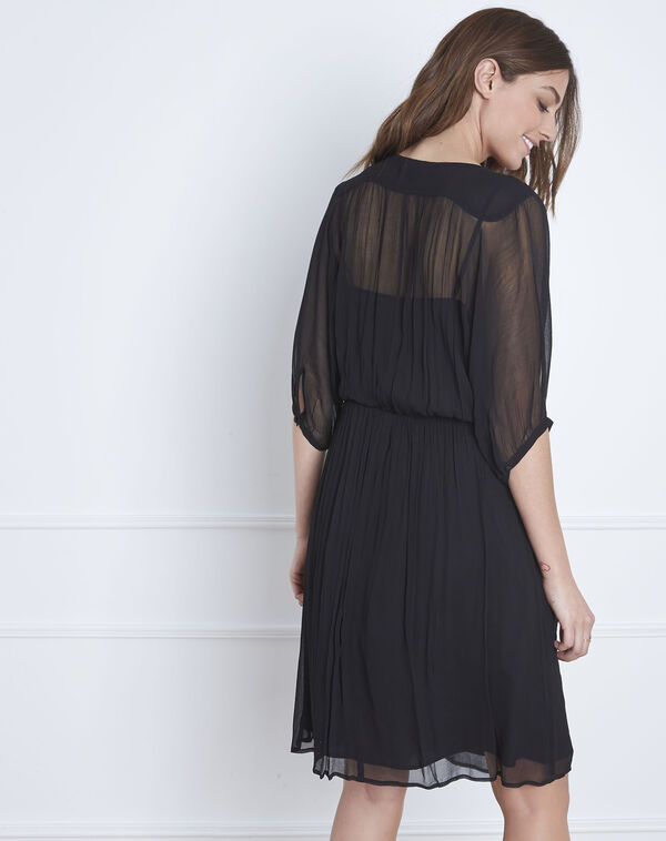 Lotus embroidered black dress black.