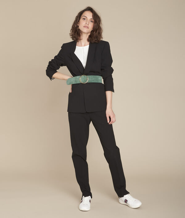 Stella black microfibre shawl collar jacket | 1-2-3 Stella black microfibre shawl collar jacket PhotoZ | 1-2-3