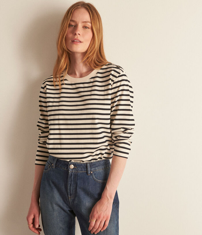 Fay white and navy striped organic cotton T-shirt