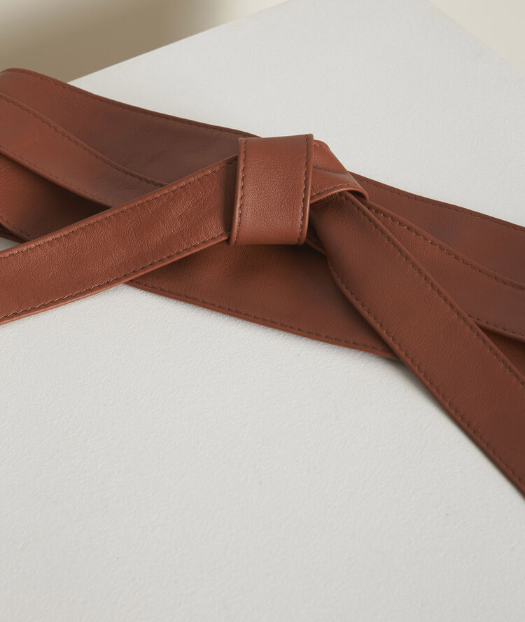 Raul mahogany leather tie belt mahogany.