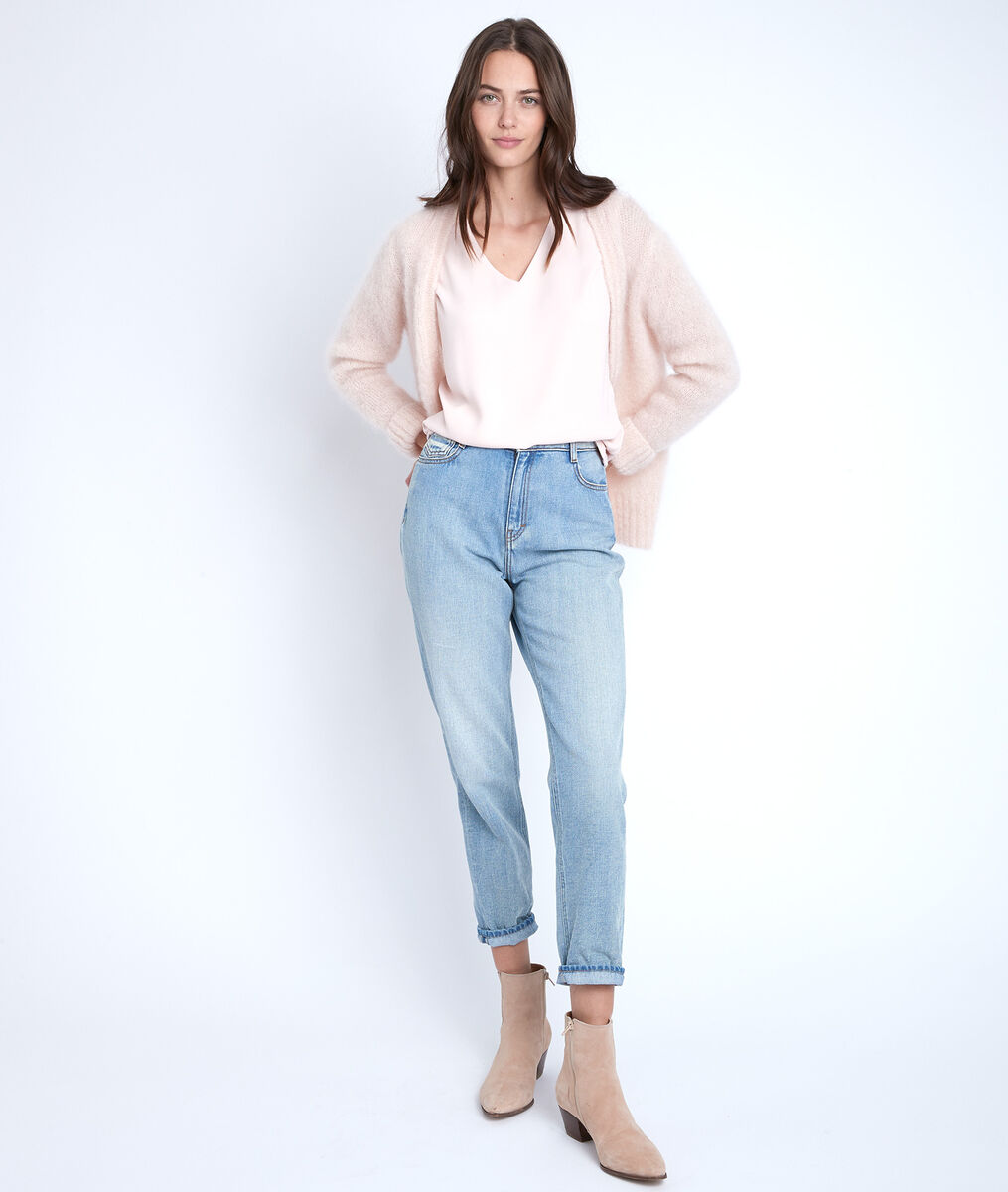 Neptune nude dual-fabric blouse | 1-2-3 Neptune nude dual-fabric blouse PhotoZ | 1-2-3