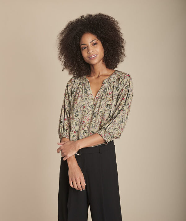Mina khaki floral print blouse | 1-2-3 Mina khaki floral print blouse PhotoZ | 1-2-3