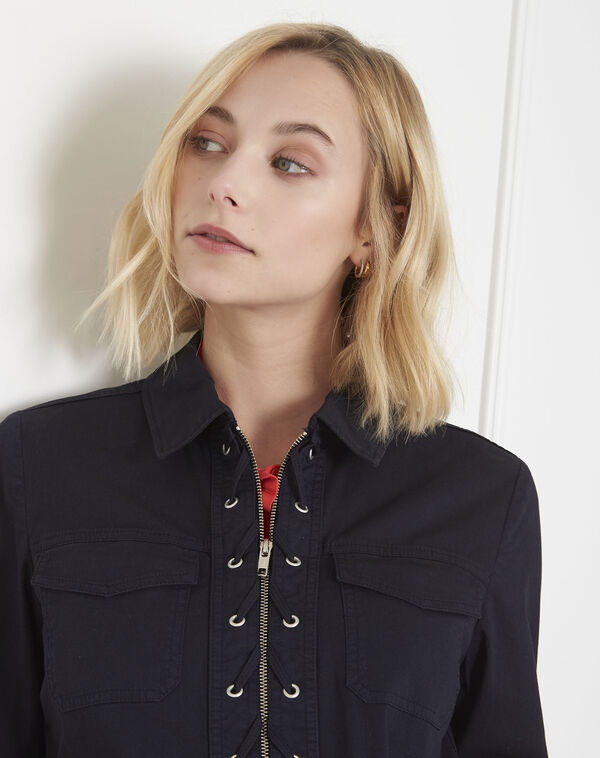 Folly navy cotton jacket with pockets navy.
