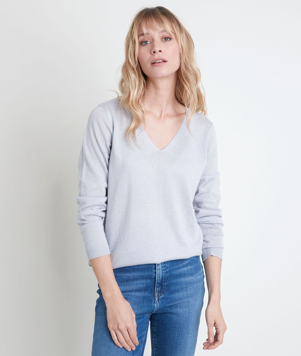 Ryo sparkly silver lightweight pullover | 1-2-3 Ryo sparkly silver lightweight pullover PhotoZ | 1-2-3
