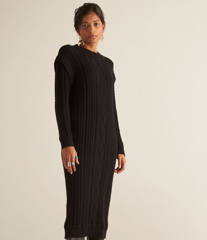 Hadda black cable-knit maxi dress