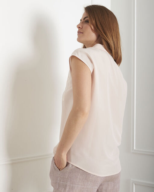 Veziane powder pink silk blouse light fuchsia.
