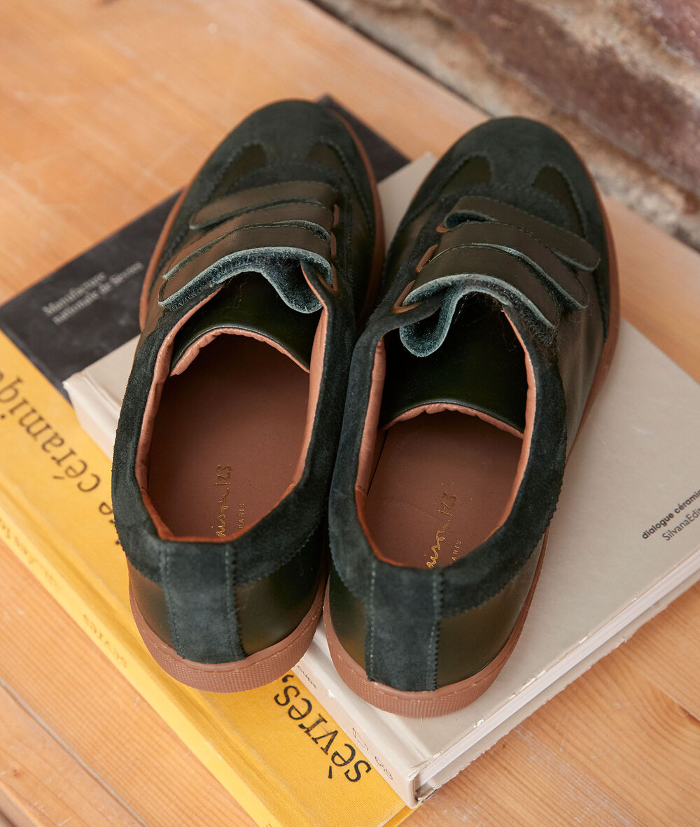 Vic emerald leather trainers emeraude.