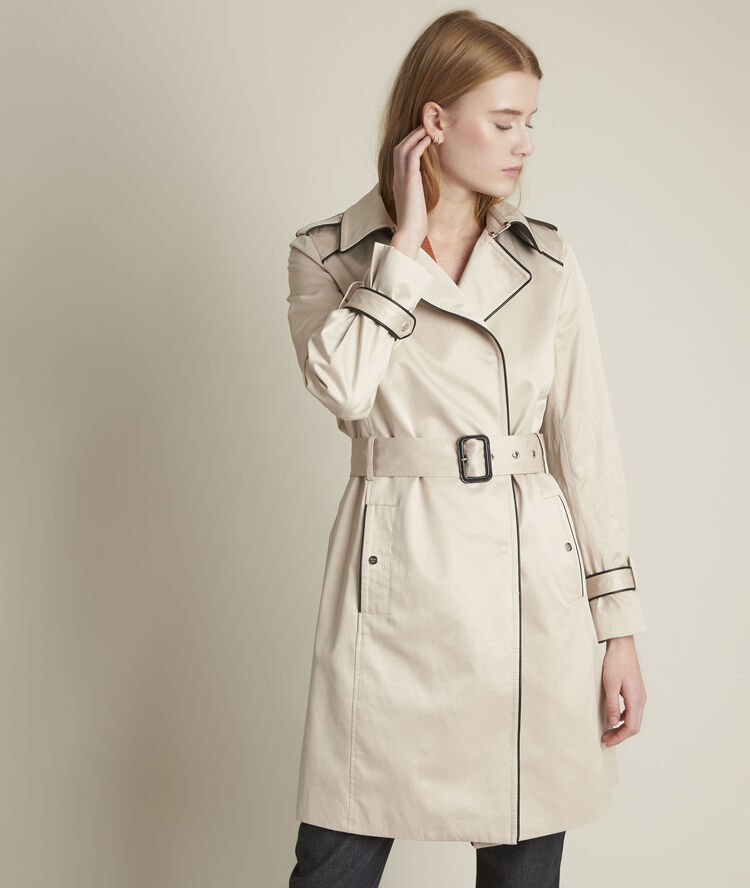 Frida braided beige trench coat greige.