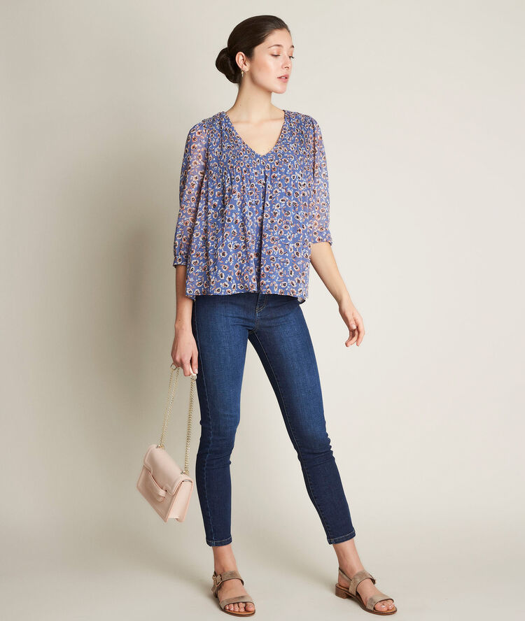Eva pleated printed blouse cloud.