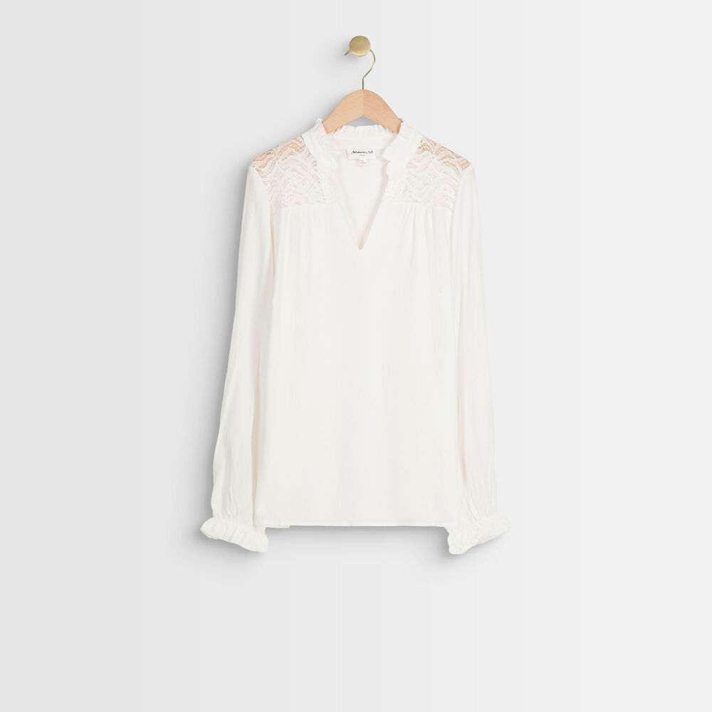 Dany lace dual-fabric blouse ecru.