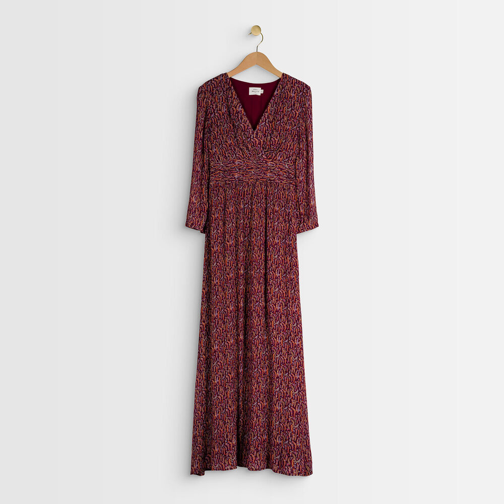 Claudine bis printed maxi dress grenat.