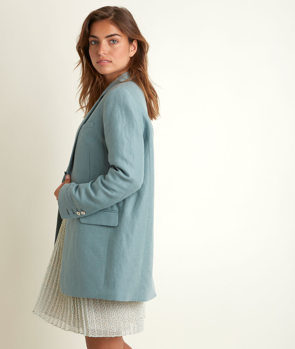 Tamara long linen and cotton jacket ardoise.