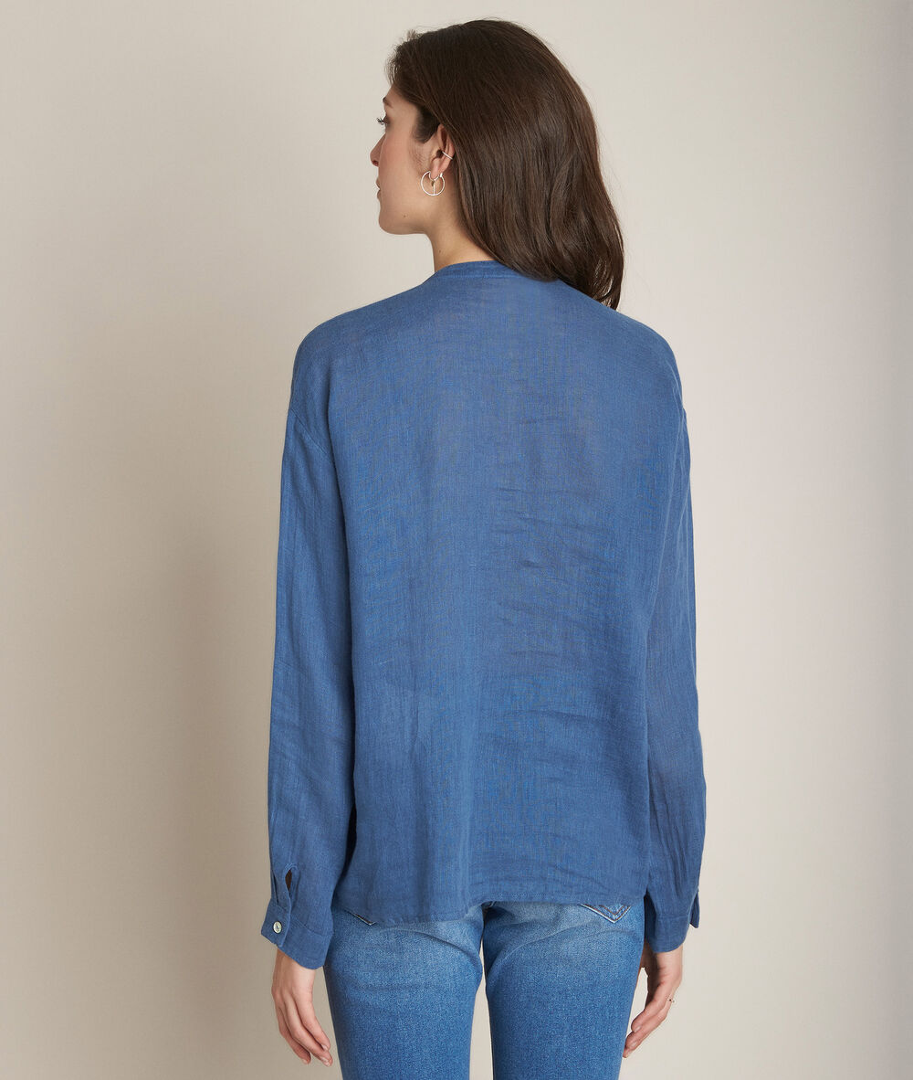 Emeline indigo linen shirt light duck egg blue.