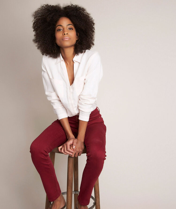 Evolie nude linen shirt nude.