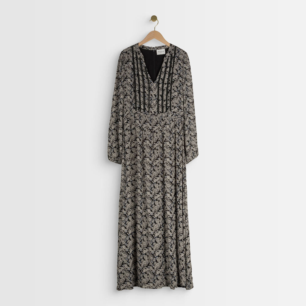 Lea maxi paisley print dress noir.