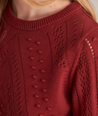 Pietra brick red textured organic cotton pullover PhotoZ | 1-2-3