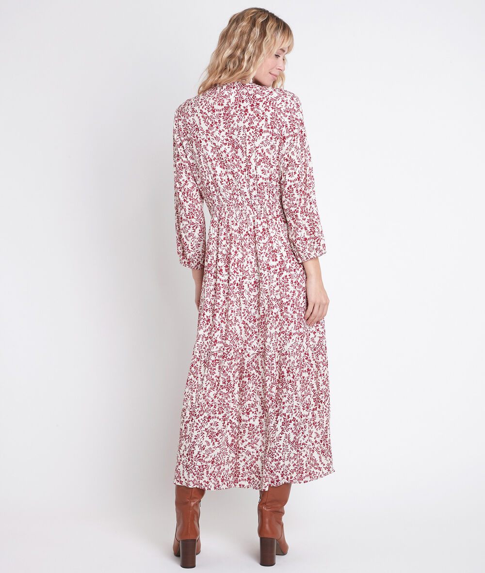 Carola ecru printed maxi dress ecru.