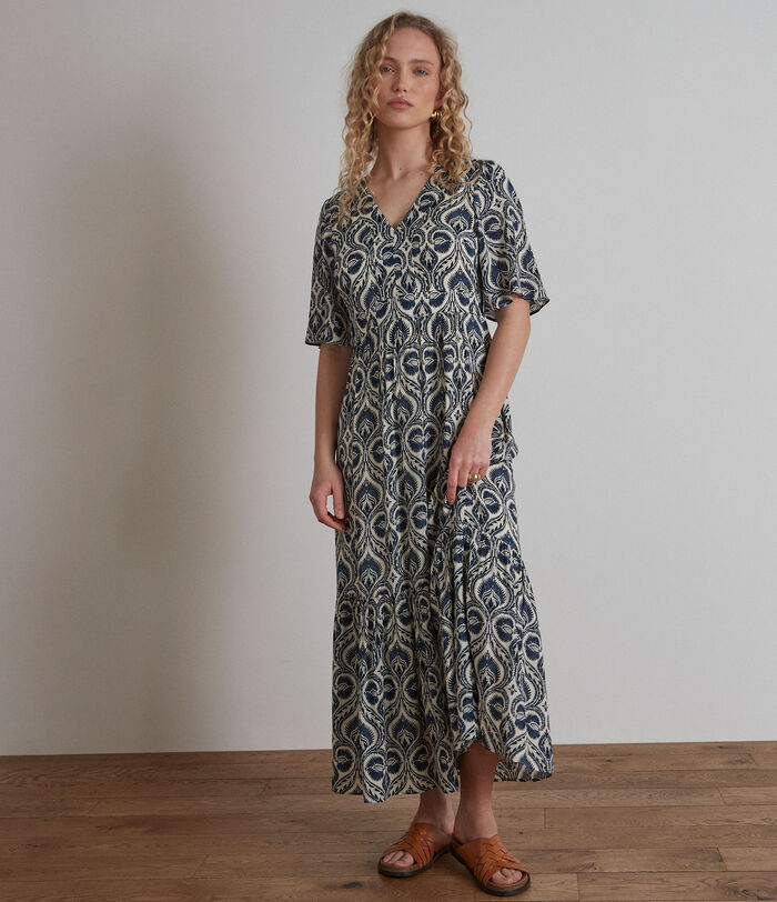 Ludine blue and white printed maxi dress PhotoZ | 1-2-3