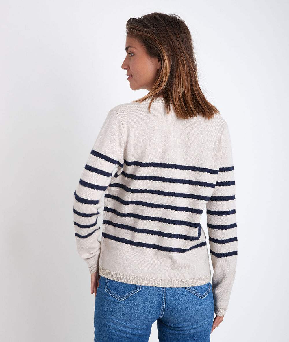 Rosa striped cardigan naturel.