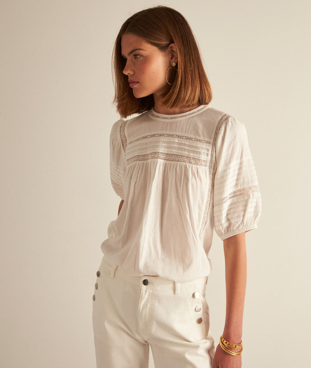CANDICE ecru romantic cotton blouse PhotoZ | 1-2-3