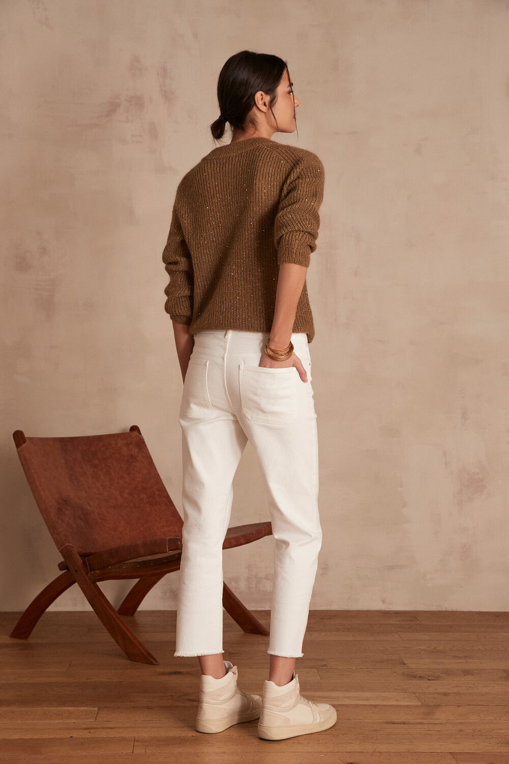 Patience raw cut straight-leg jeans blanc.