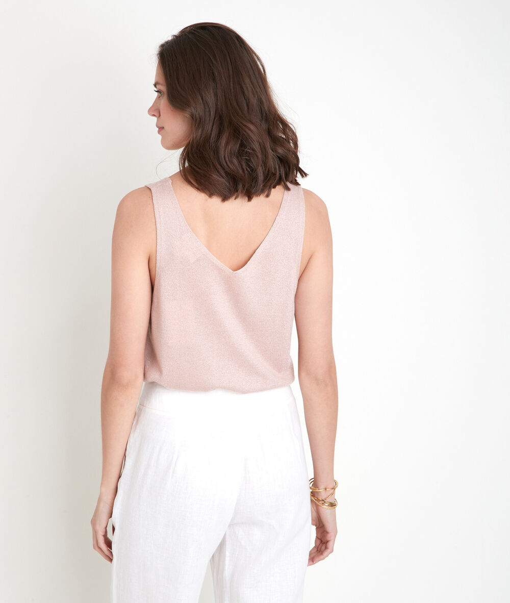 Alizée powder-coloured knitted vest top poudre.