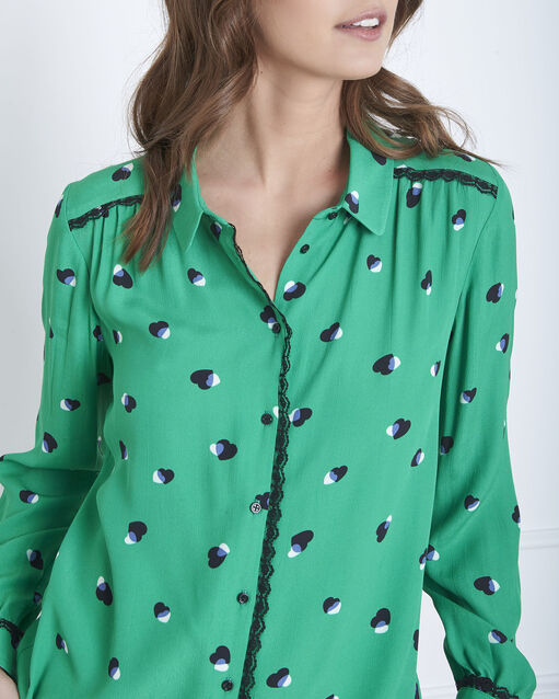 Verdi green printed blouse apple.