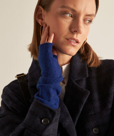 Scott royal-blue responsible-wool fingerless gloves PhotoZ | 1-2-3