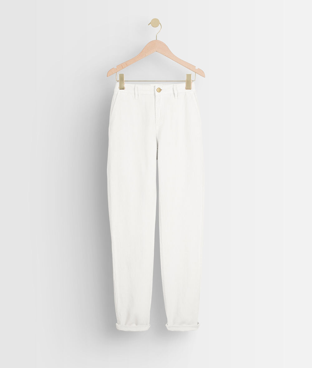 Farel ecru straight cotton and linen trousers PhotoZ | 1-2-3
