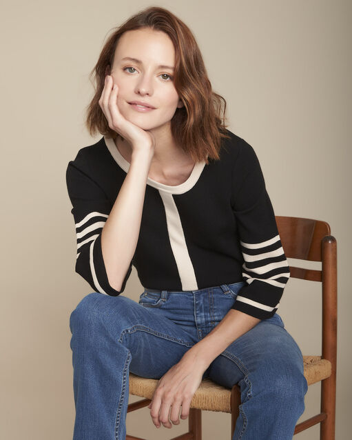 Flavie black striped pullover (2) - Maison 123