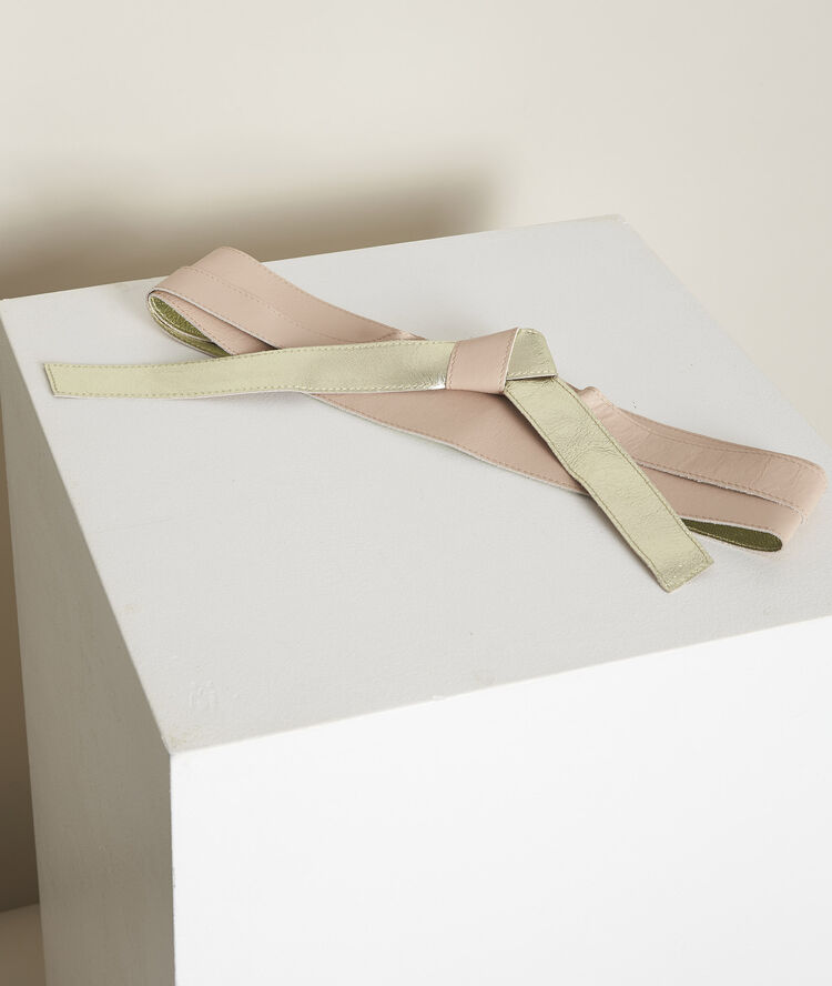 Raul reversible leather tie belt nude.