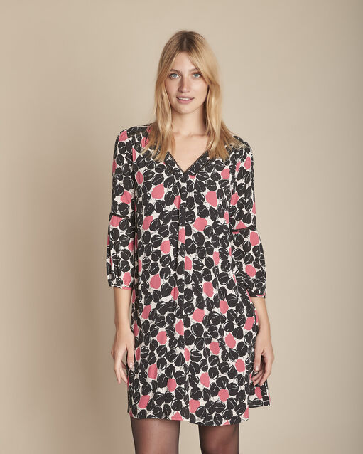 Icone pink printed dress with ladder stitch detail (1) - Maison 123