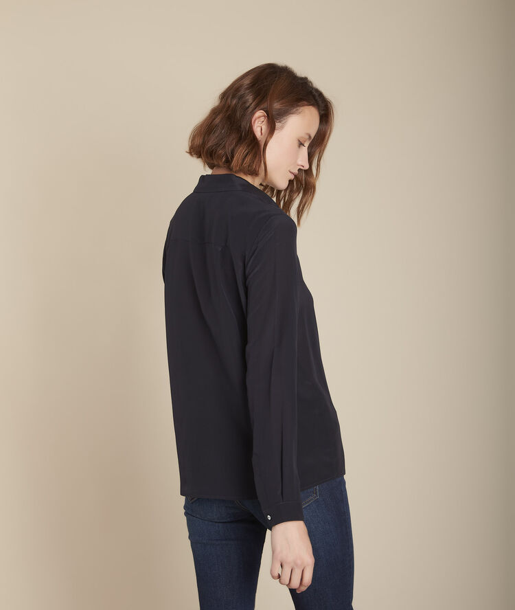 Maelle navy silk shirt navy.