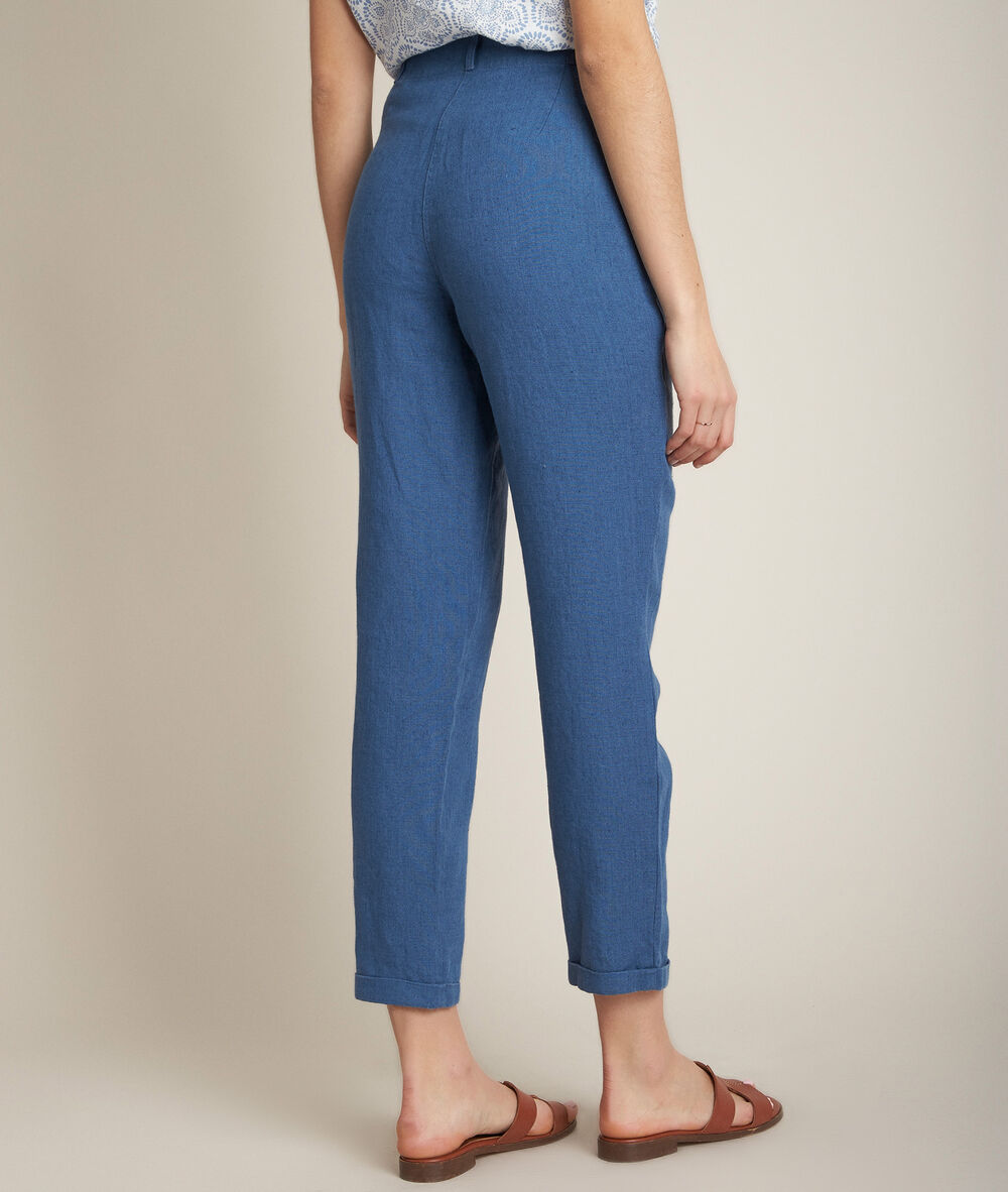 Ignacio indigo linen chinos light duck egg blue.
