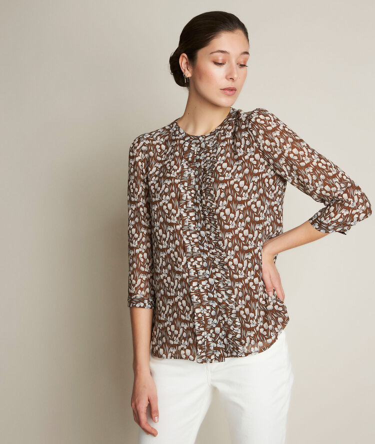 Maggie printed blouse light camel.