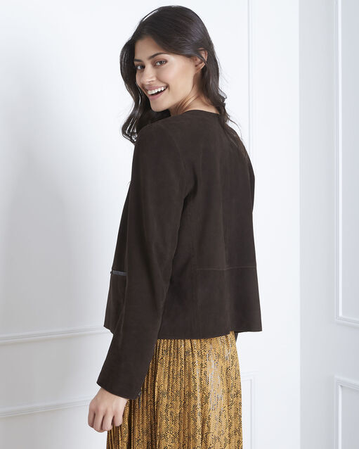 Thea brown suede jacket dark brown.