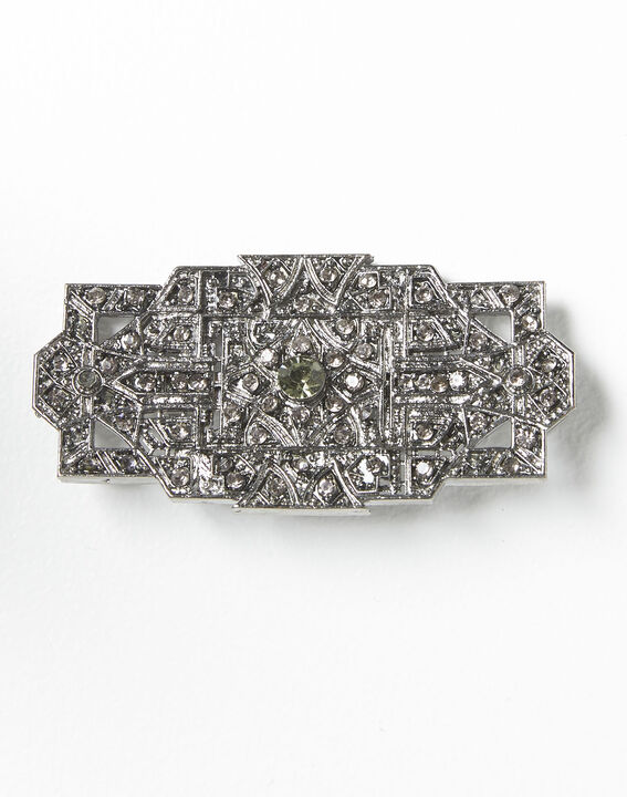 Xian silver plated brooch with black stones | 1-2-3 Xian silver plated brooch with black stones PhotoZ | 1-2-3