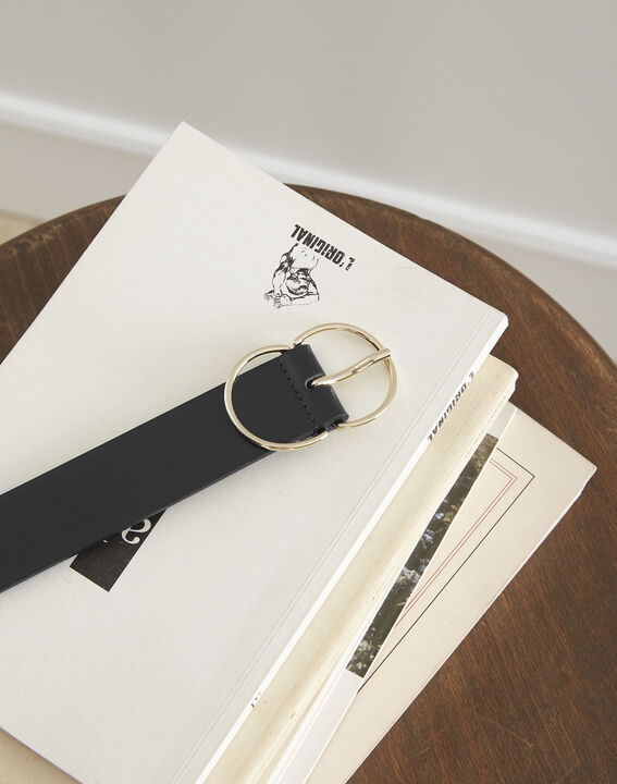 Katerine black leather double buckle belt | 1-2-3 Katerine black leather double buckle belt PhotoZ | 1-2-3