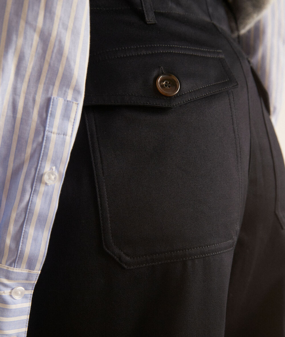 Tresor straight short black cotton trousers PhotoZ | 1-2-3