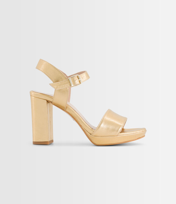 Cesar gold high-heeled strappy leather sandals PhotoZ | 1-2-3