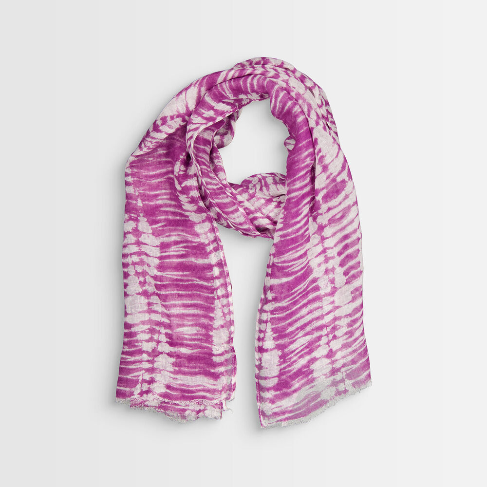 Brad tie-dye linen scarf bougainvilliers.