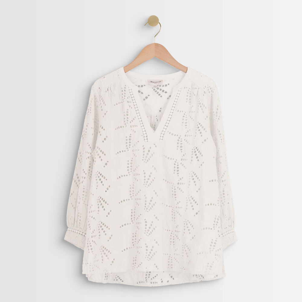 Tebene ecru embroidered organic cotton blouse ecru.