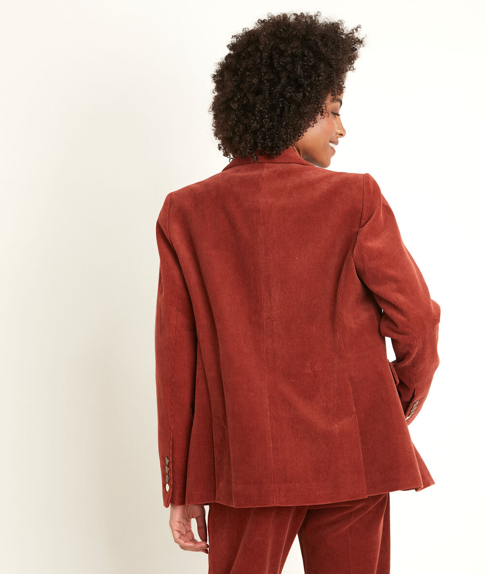 Tamima long velvet jacket cannelle.