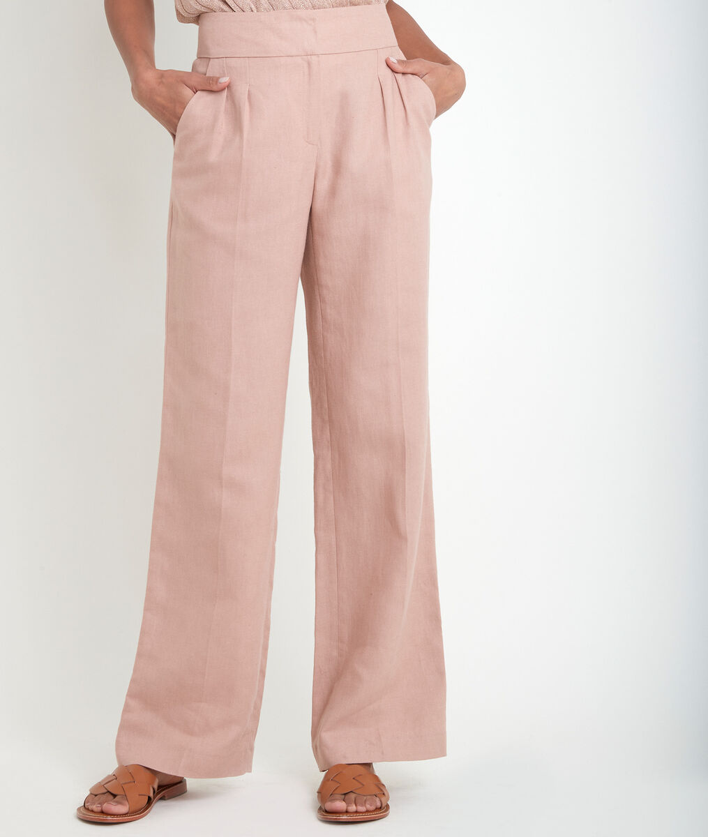 Galaxy pink wide-leg cotton and linen trousers | 1-2-3 Galaxy pink wide-leg cotton and linen trousers PhotoZ | 1-2-3
